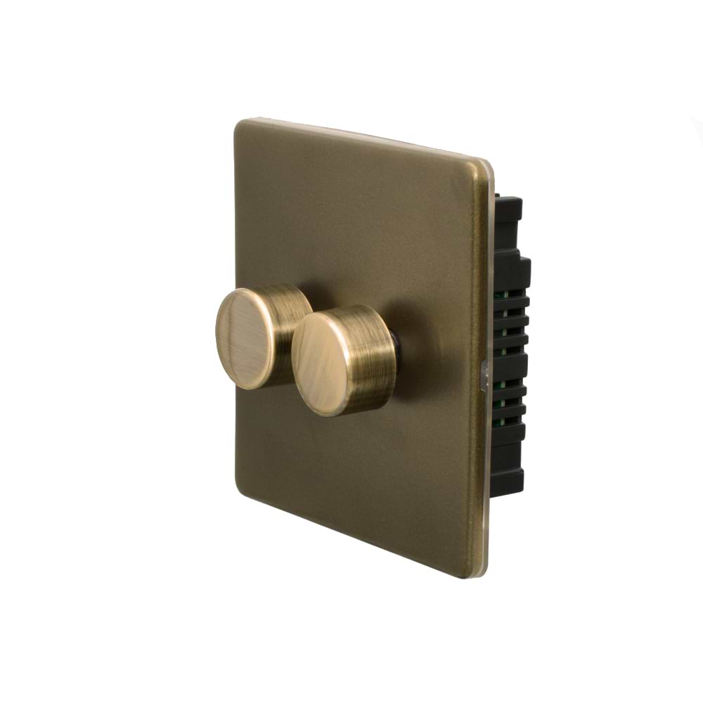 The Eton Collection Bronze 2 Gang 2 -Way Intelligent Dimmer 150W LED (300W Halogen/Incandescent)