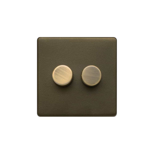 The Eton Collection Bronze 2 Gang 1000W DC1-10V Dimmer Switch