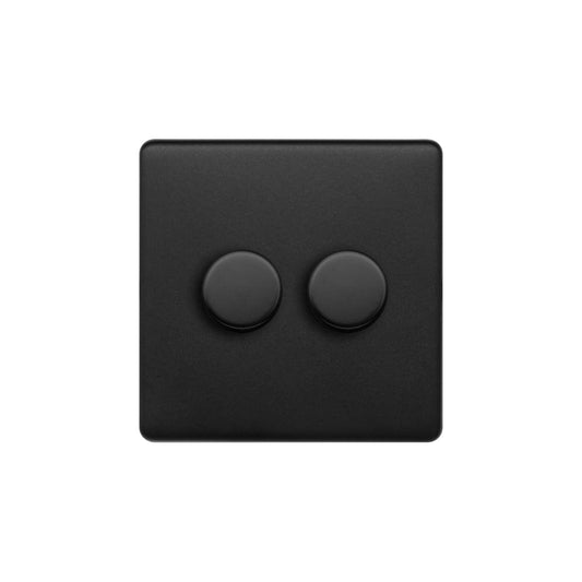 The Camden Collection Matt Black 2 Gang 400W LED Dimmer Switch