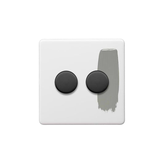 Soho Lighting Primed Paintable 2 Gang 2 -Way Intelligent Dimmer 150W LED (300W Halogen/Incandescent) with Matt Black Switch