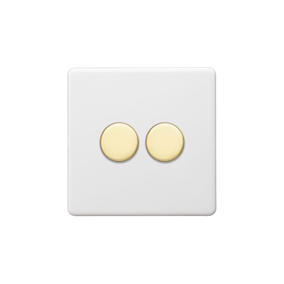 Soho Lighting Primed Paintable 2 Gang 2 -Way 150W LED (300w Halogen/Incandescent) with Brushed Brass Switch
