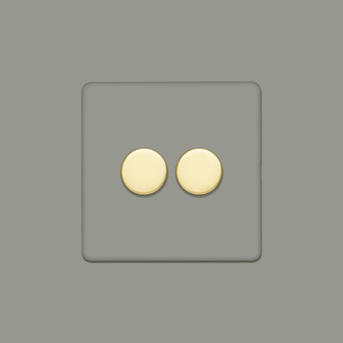 Soho Lighting Primed Paintable 2 Gang 2 -Way 150W LED (300w Halogen/Incandescent) with Brushed Brass Switch