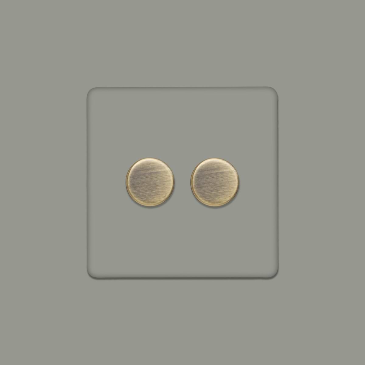 Soho Lighting Primed Paintable 2 Gang 2 -Way Intelligent Dimmer 150W LED (300w Halogen/Incandescent) with Antique Brass Switch