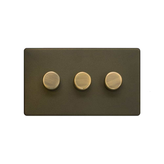 The Eton Collection Bronze 3 Gang 2 -Way Intelligent Dimmer 150W LED (300W Halogen/Incandescent)