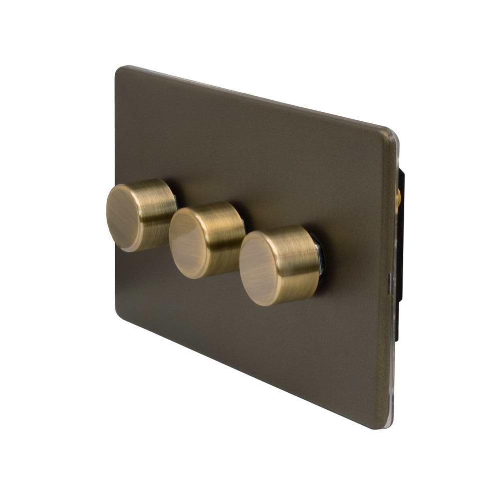 The Eton Collection Bronze 3 Gang 2 -Way Intelligent Dimmer 150W LED (300W Halogen/Incandescent)