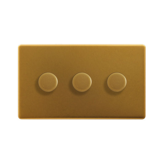 The Sloane Collection Antique Gold 3 Gang 2-Way Intelligent Dimmer 150W LED (300w Halogen/Incandescent)