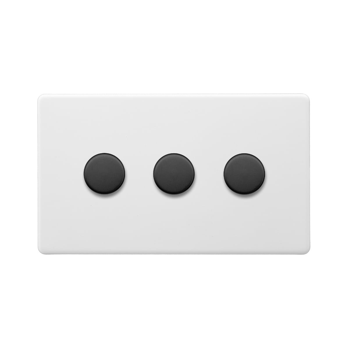 Soho Lighting Primed Paintable 3 Gang 2 -Way Intelligent Dimmer 150W LED (300w Halogen/Incandescent) with Matt Black Switch