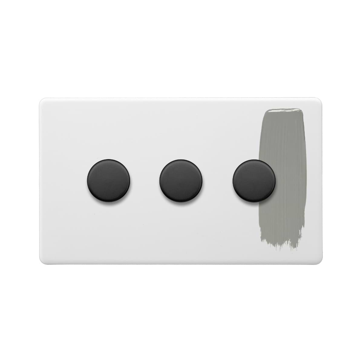 Soho Lighting Primed Paintable 3 Gang 2 -Way Intelligent Dimmer 150W LED (300w Halogen/Incandescent) with Matt Black Switch