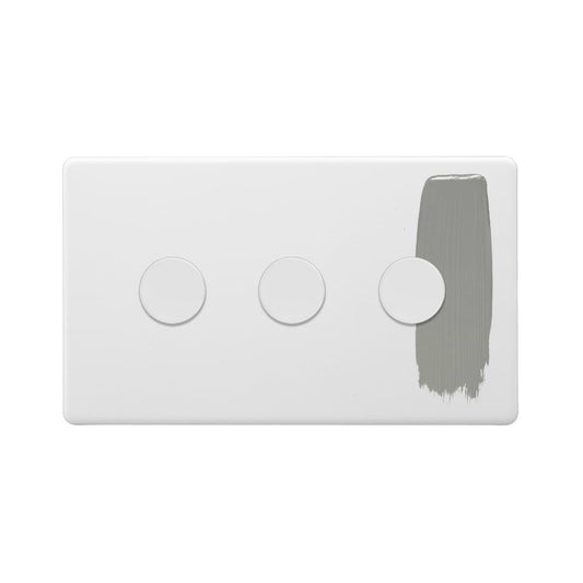 Soho Lighting Primed Paintable 3 Gang 2 -Way Intelligent Dimmer 150W LED (300w Halogen/Incandescent) with White Switch
