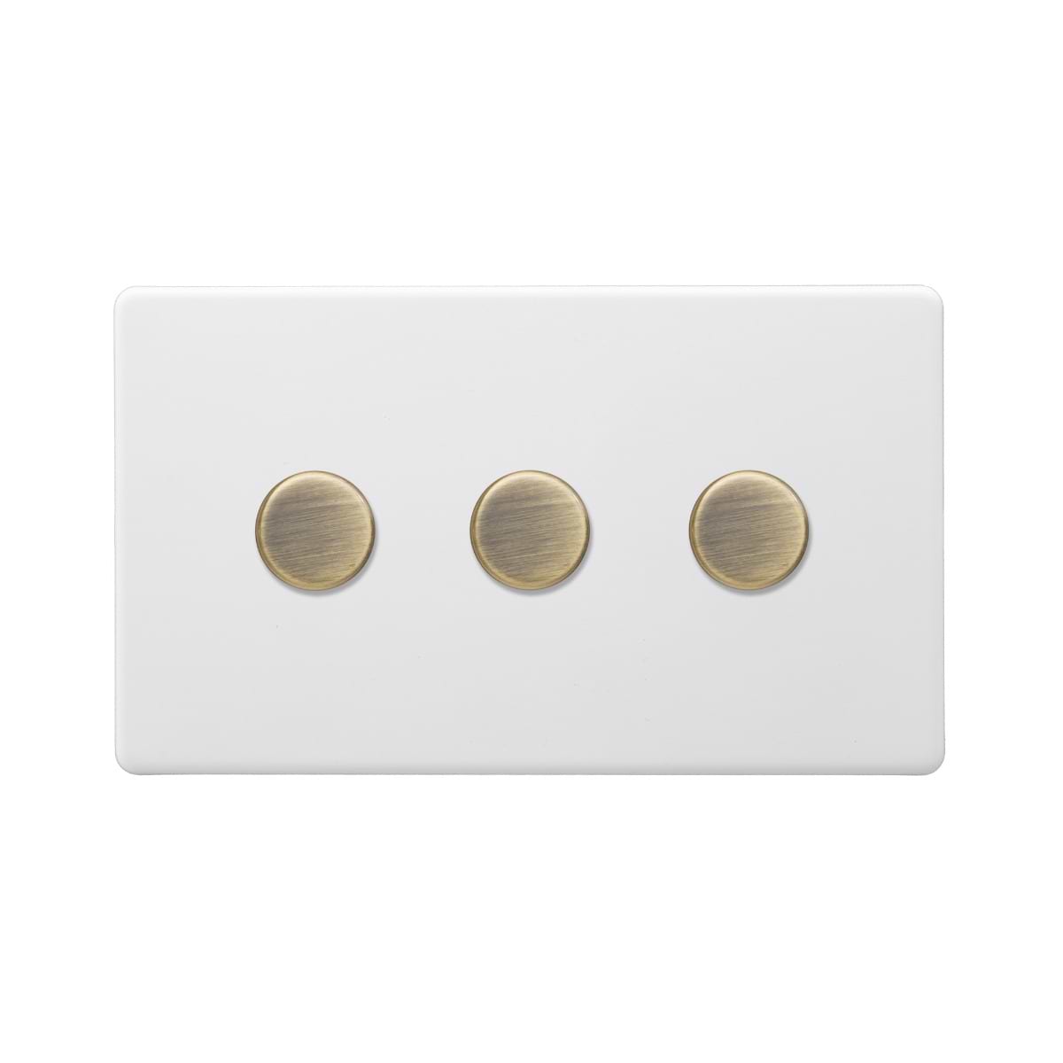 Soho Lighting Primed Paintable 3 Gang 2 -Way Intelligent 150W LED (300W Halogen/Incandescent) with Antique Brass Switch