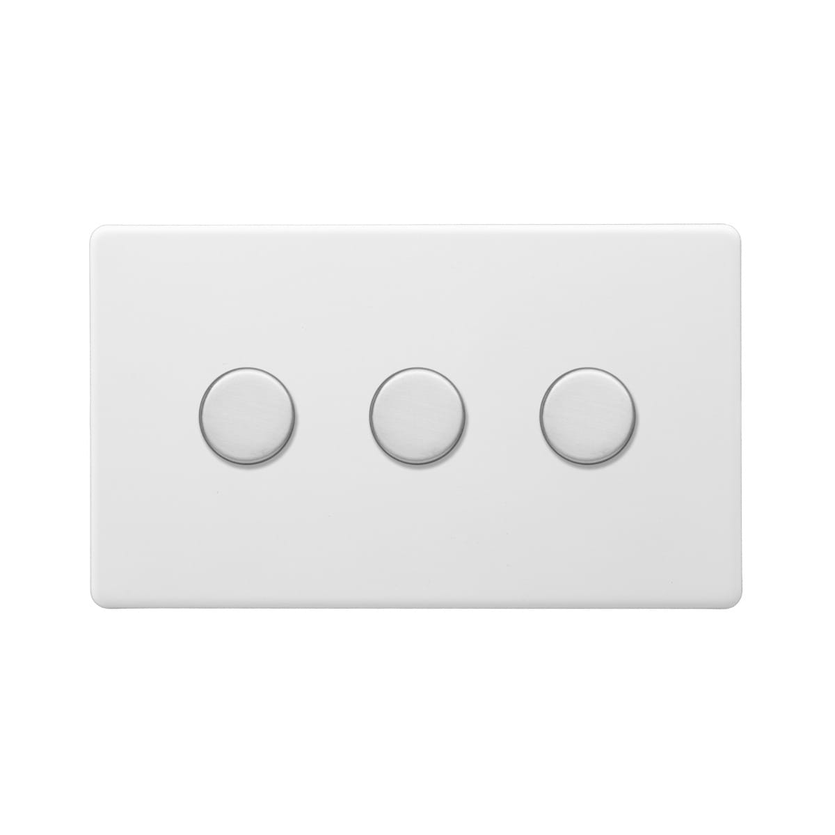 Soho Lighting Primed Paintable 3 Gang 2 -Way Intelligent Dimmer 150W LED (300w Halogen/Incandescent) with Brushed Chrome Switch