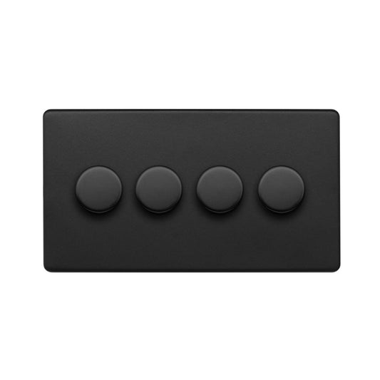The Camden Collection Matt Black 4 Gang 400W LED Dimmer Switch