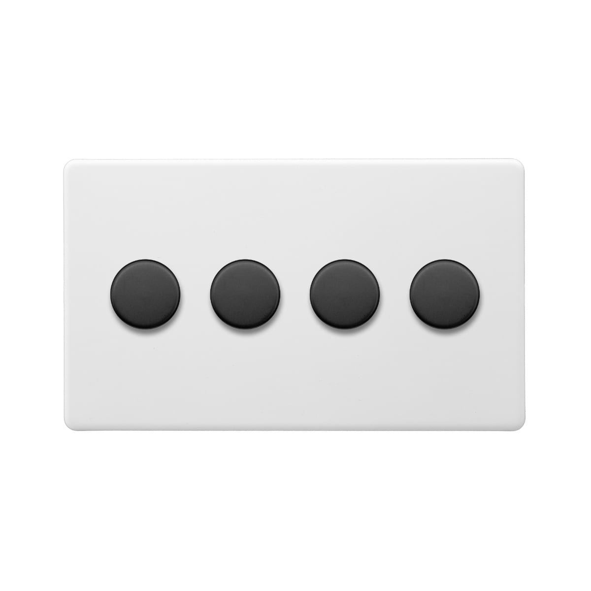 Soho Lighting Primed Paintable 4 Gang 2 -Way Intelligent Dimmer Switch 150W LED (300w Halogen/Incandescent) with Matt Black Switch