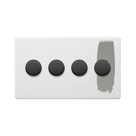 Soho Lighting Primed Paintable 4 Gang 2 -Way Intelligent Dimmer Switch 150W LED (300w Halogen/Incandescent) with Matt Black Switch