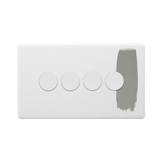 Soho Lighting Primed Paintable 4 Gang 2 Way Intelligent Dimmer Switch 150W LED (300w Halogen/Incandescent) with White Switch