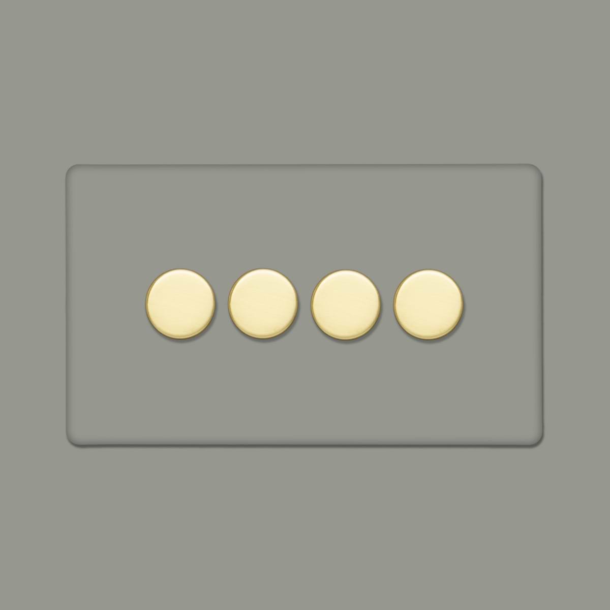 Soho Lighting Primed Paintable 4 Gang 2 -Way Intelligent Dimmer 150W LED (300w Halogen/Incandescent) with Brushed Brass Switch