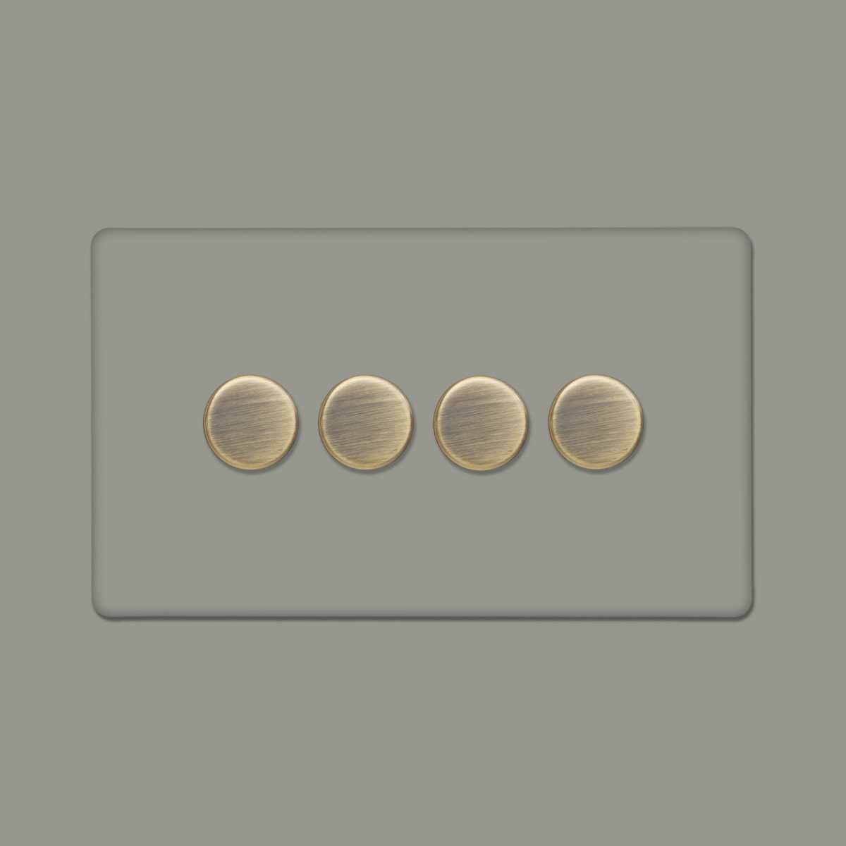 Soho Lighting Primed Paintable 4 Gang 2 Way Intelligent Dimmer Switch 150W LED (300w Halogen/Incandescent) with Antique Brass Switch
