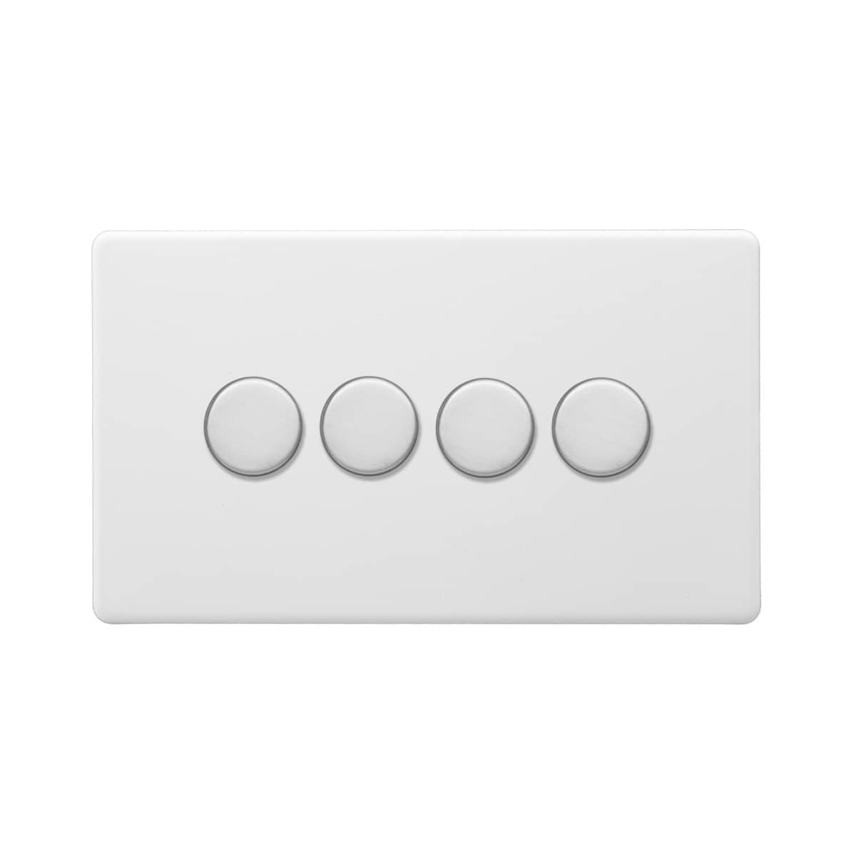 Soho Lighting Primed Paintable 4 Gang 2 -Way Intelligent Dimmer 150W LED (300w Halogen/Incandescent) with Brushed Chrome Switch
