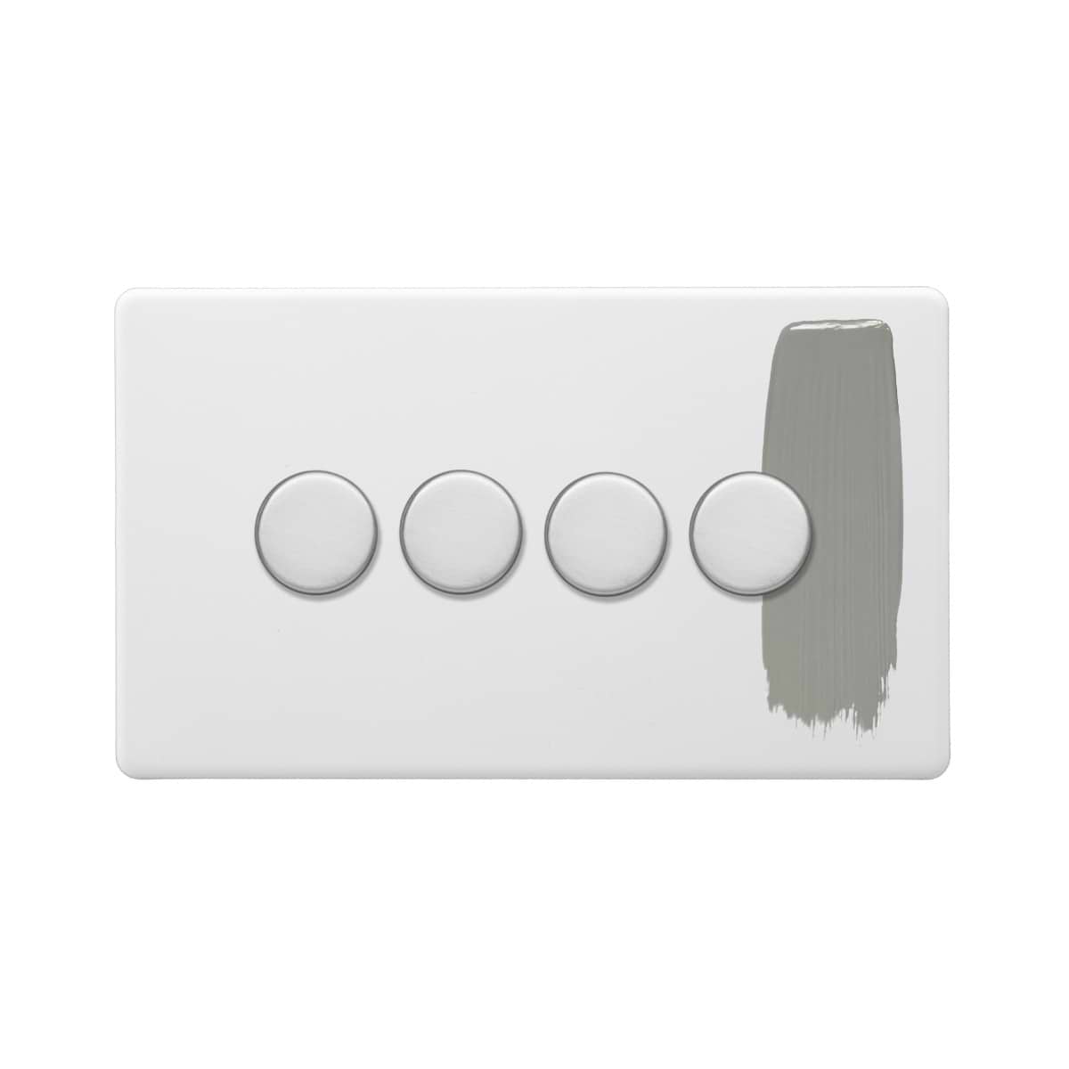 Soho Lighting Primed Paintable 4 Gang 2 -Way Intelligent Dimmer 150W LED (300w Halogen/Incandescent) with Brushed Chrome Switch