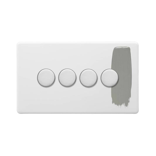 Soho Lighting Primed Paintable 4 Gang 2 -Way Intelligent Dimmer 150W LED (300w Halogen/Incandescent) with Brushed Chrome Switch
