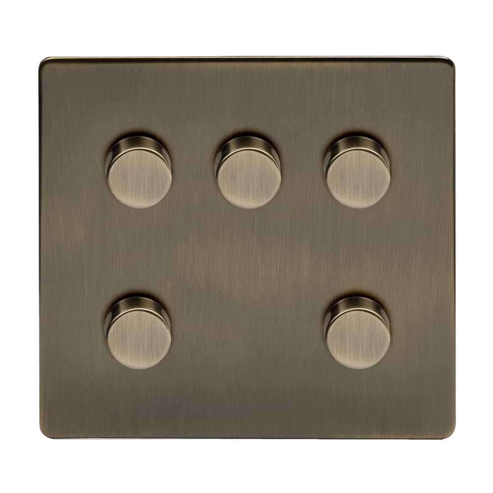 The Charterhouse Collection 5 Gang 2 -Way Intelligent Dimmer 150W LED (300w Halogen/Incandescent)  Antique Brass
