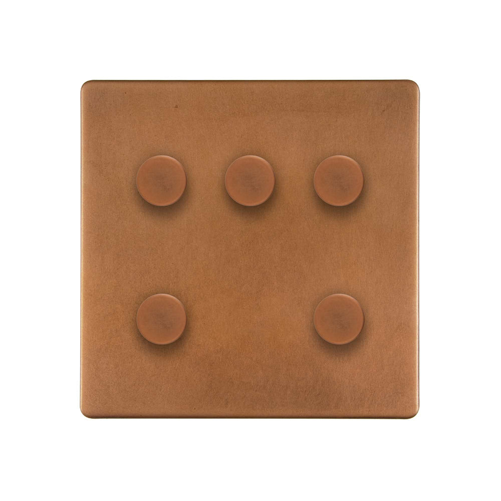 The Chiswick Collection Antique Copper 5 Gang 2 -Way Intelligent Dimmer 150W LED (300W Halogen/Incandescent)