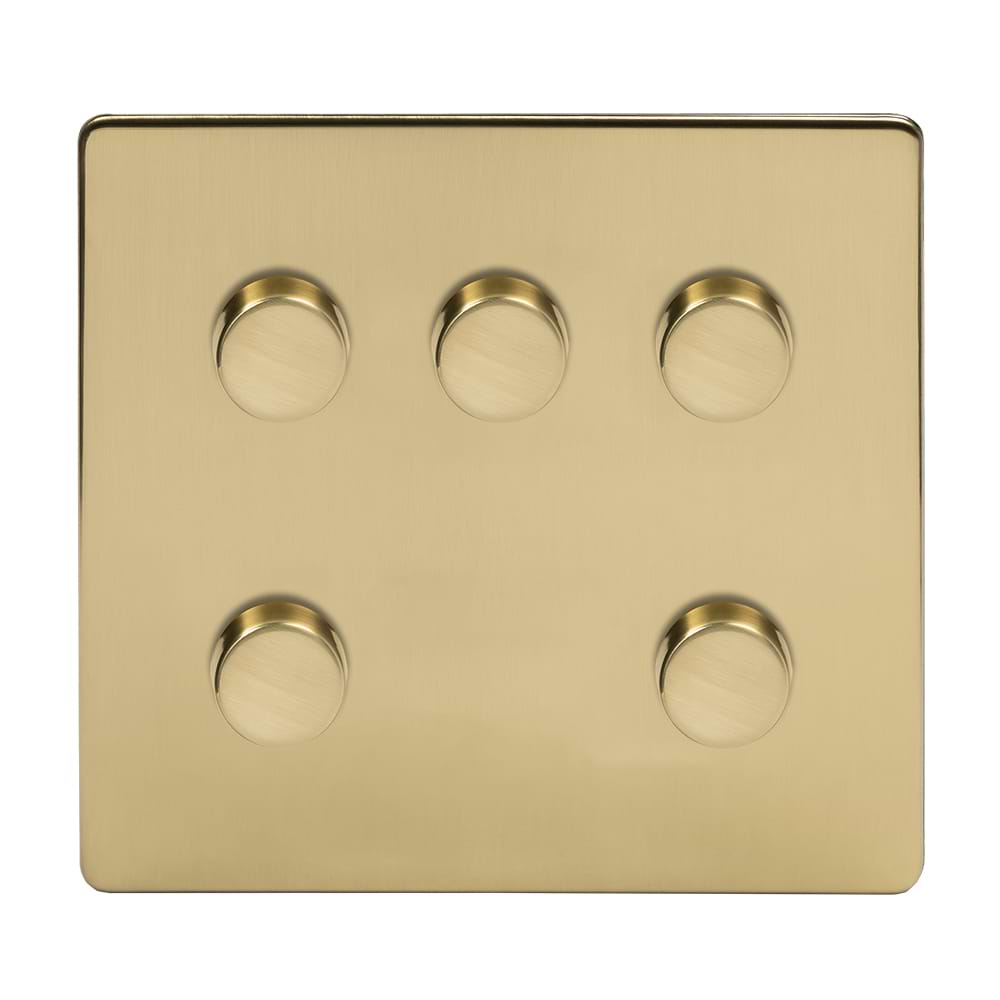 The Savoy Collection Brushed Brass 5 Gang 2 -Way Intelligent Dimmer 150W LED (300W Halogen/Incandescent)