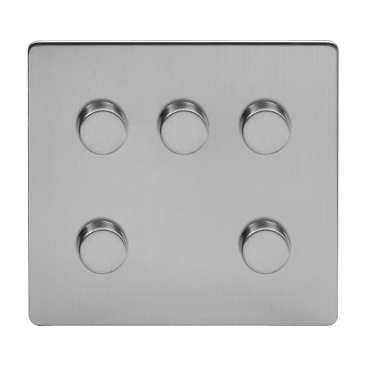 The Lombard Collection Brushed Chrome 5 Gang 2 -Way Intelligent Dimmer 150W LED (300W Halogen/Incandescent)