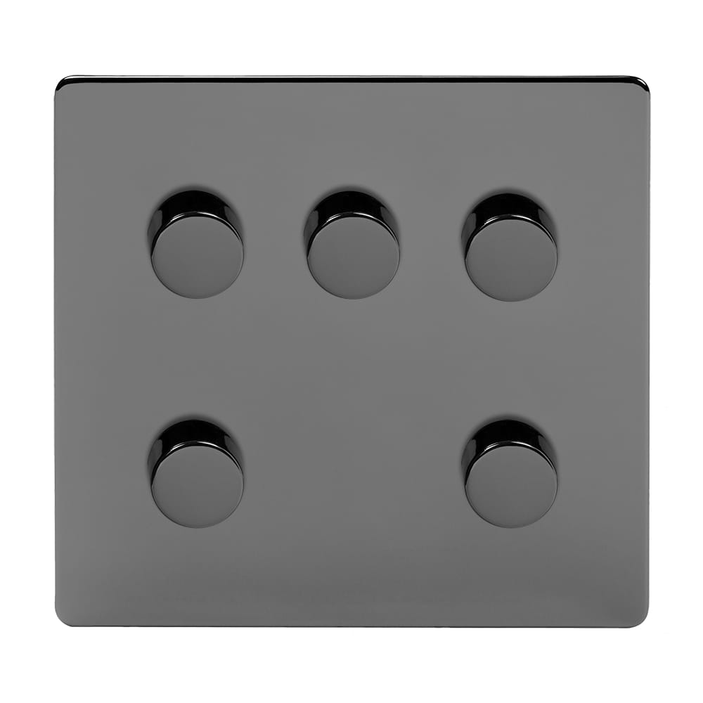 The Connaught Collection Black Nickel 5 Gang 2 -Way Intelligent Dimmer 150W LED (300W Halogen/Incandescent)