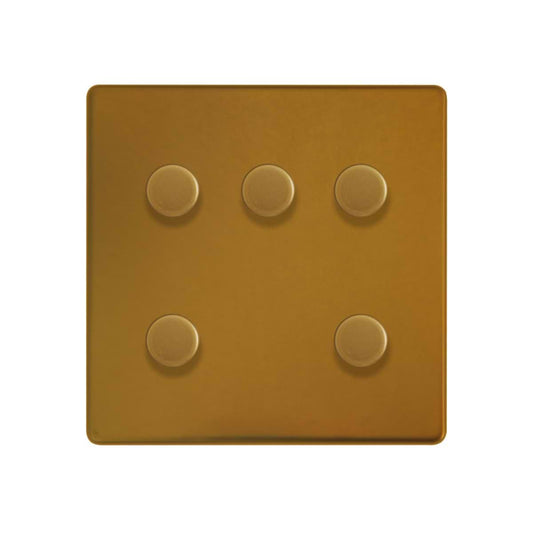 The Sloane Collection Antique Gold 5 Gang 2 -Way Intelligent Dimmer 150W LED (300w Halogen/Incandescent)