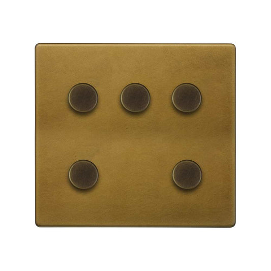 The Belgravia Collection Old Brass 5 Gang 2 -Way Intelligent Dimmer 150W LED (300w Halogen/Incandescent)