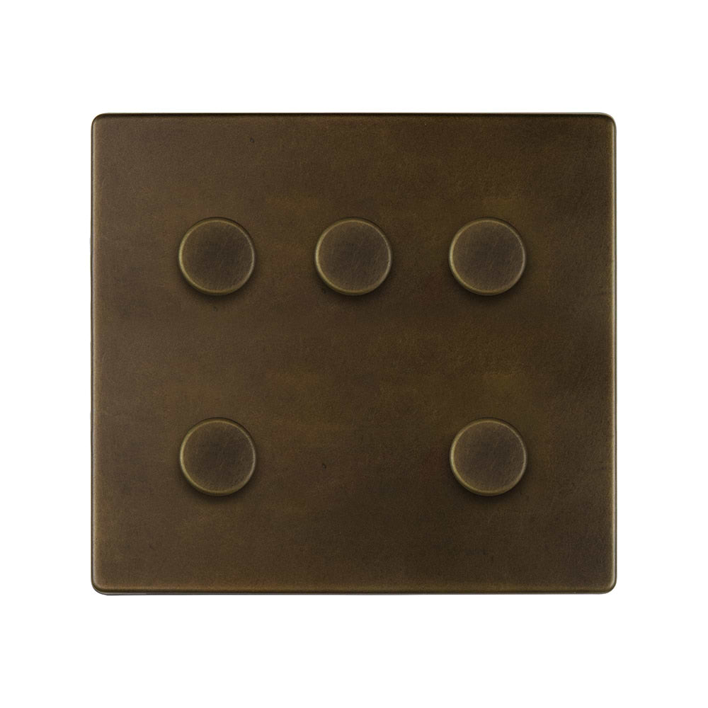The Westminster Collection Vintage Brass 5 Gang 2 -Way Intelligent Dimmer 150W LED (300w Halogen/Incandescent)