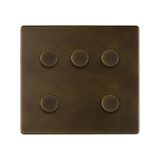 The Westminster Collection Vintage Brass 5 Gang 2 -Way Intelligent Dimmer 150W LED (300w Halogen/Incandescent)