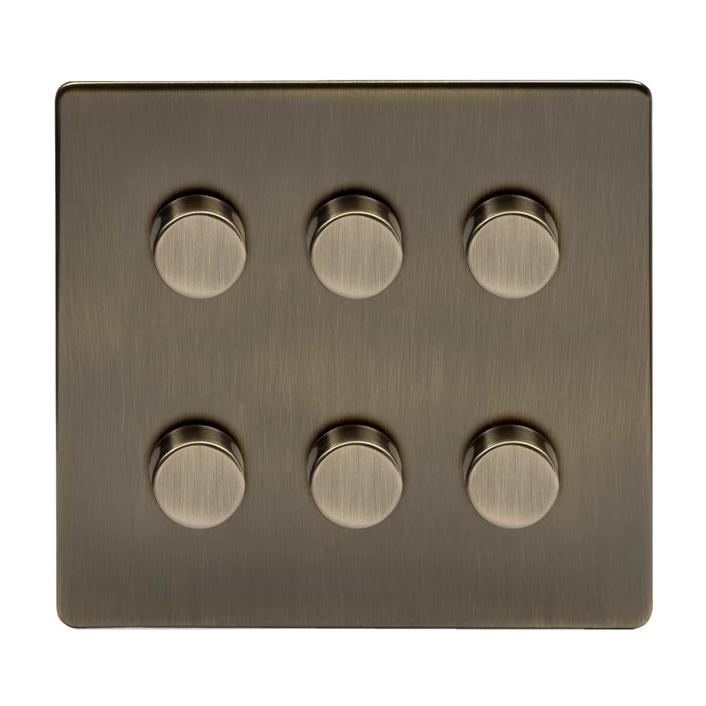 The Charterhouse Collection 6 Gang 2 -Way Intelligent Dimmer 150W LED (Halogen/Incandescent) Antique Brass
