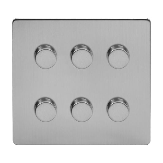 The Lombard Collection Brushed Chrome 6 Gang 2 -Way Intelligent Dimmer 150W LED (300W Halogen/Incandescent)