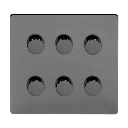 The Connaught Collection Black Nickel 6 Gang 2 -Way Intelligent Dimmer 150W LED (300W Halogen/Incandescent)