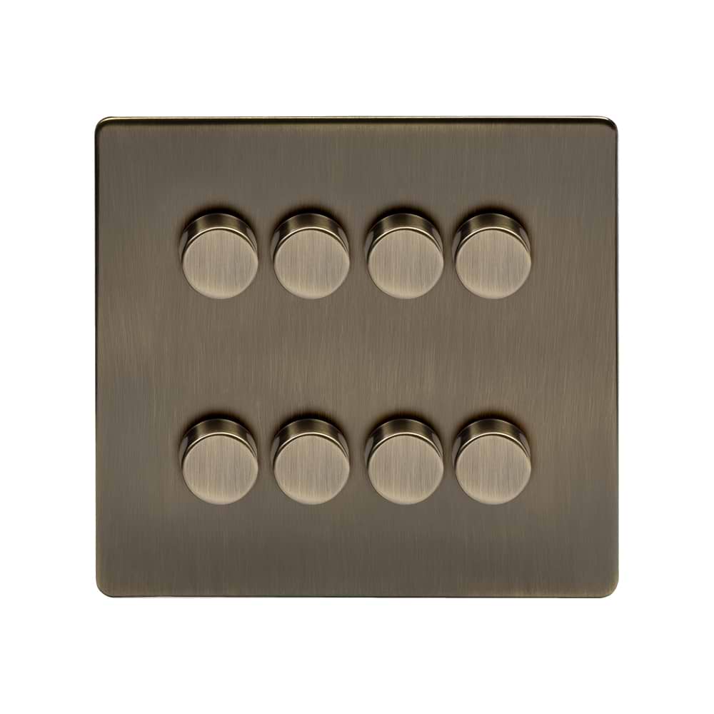 The Charterhouse Collection 8 Gang 2 -Way Intelligent Dimmer LED 150W LED (300W Halogen/Incandescent) Antique Brass
