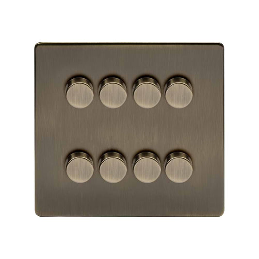 The Charterhouse Collection 8 Gang 2 -Way Intelligent Dimmer LED 150W LED (300W Halogen/Incandescent) Antique Brass