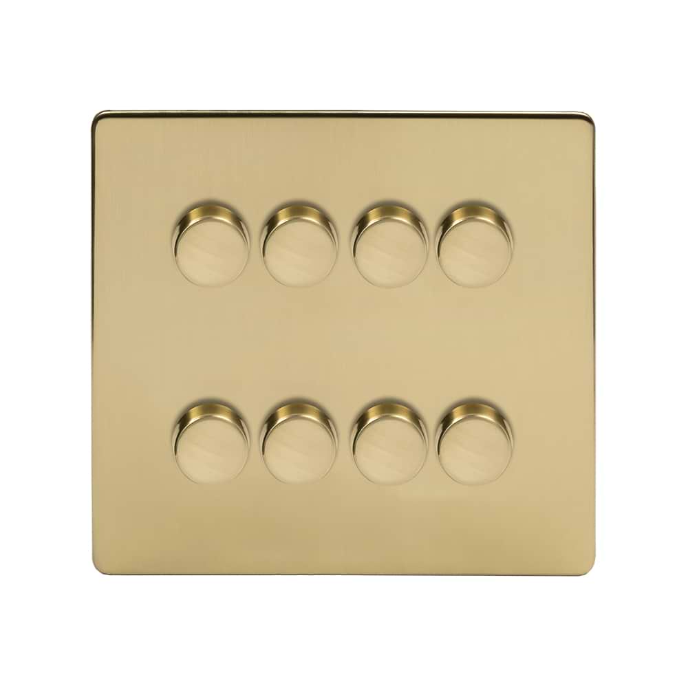 The Savoy Collection Brushed Brass  8 Gang 2 -Way Intelligent Dimmer 150W LED (300W Halogen/Incandescent)