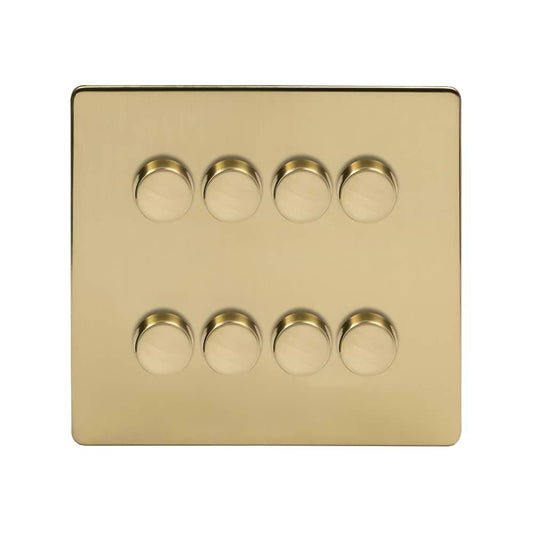The Savoy Collection Brushed Brass  8 Gang 2 -Way Intelligent Dimmer 150W LED (300W Halogen/Incandescent)