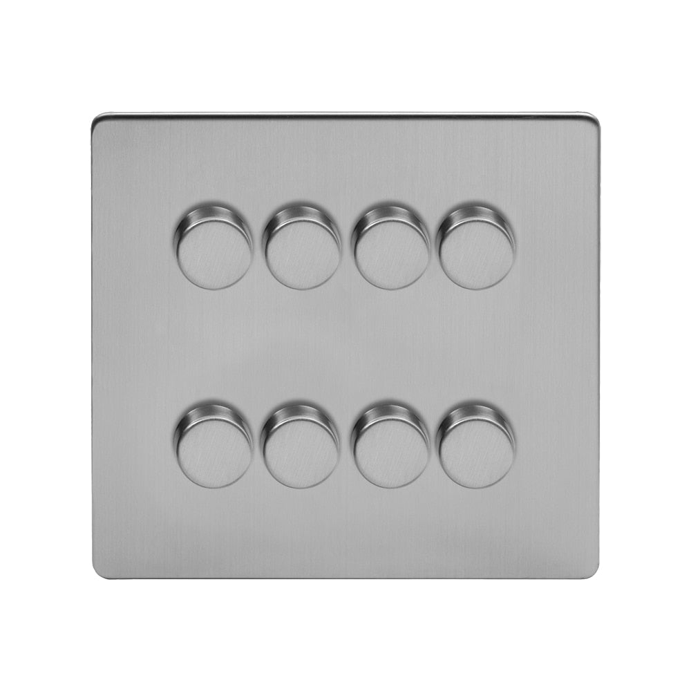 The Lombard Collection Brushed Chrome 8 Gang 2-Way Intelligent Dimmer 150W LED (300W Halogen/Incandescent)