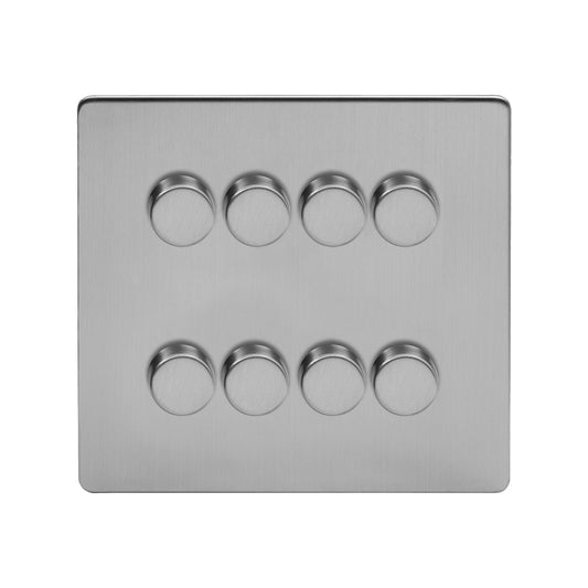 The Lombard Collection Brushed Chrome 8 Gang 2-Way Intelligent Dimmer 150W LED (300W Halogen/Incandescent)