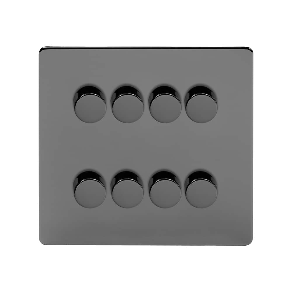 The Connaught Collection Black Nickel 8 Gang 2 -Way Intelligent Dimmer 150W LED (300W Halogen/Incandescent)