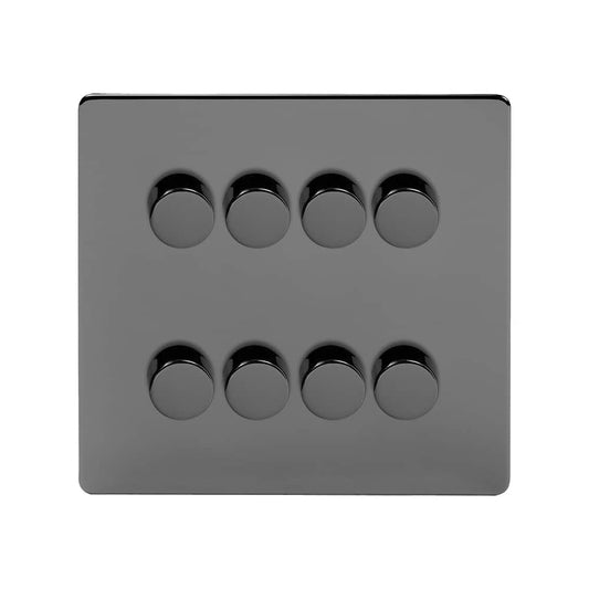The Connaught Collection Black Nickel 8 Gang 2 -Way Intelligent Dimmer 150W LED (300W Halogen/Incandescent)
