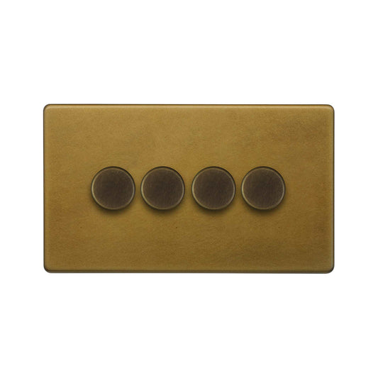 The Belgravia Collection Old Brass 4 Gang 2 -Way Intelligent Dimmer 150W LED (300w Halogen/Incandescent)
