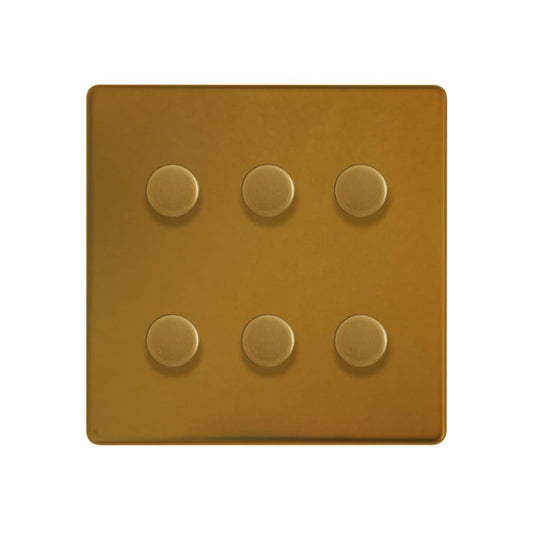 The Sloane Collection Antique Gold 6 Gang 2 -Way Intelligent Dimmer LED 150W LED (300w Halogen/Incandescent)