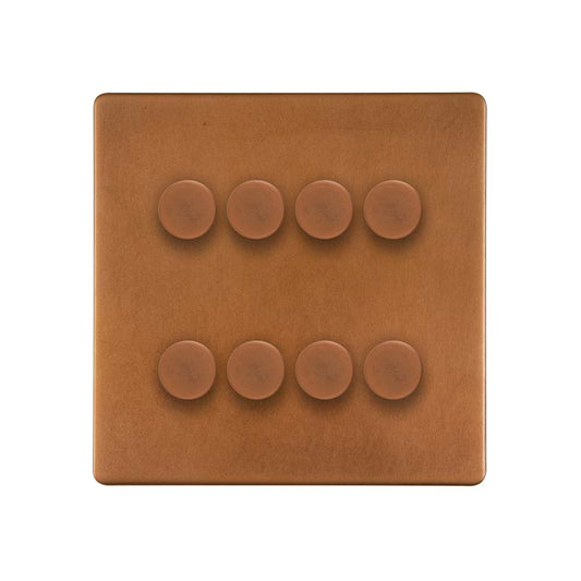 The Chiswick Collection Antique Copper 8 Gang 2 -Way Intelligent Dimmer 150W LED (300W Halogen/Incandescent)