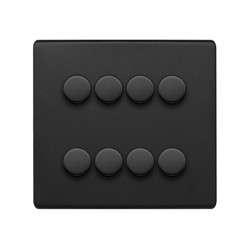 The Camden Collection Matt Black 8 Gang 2-Way Intelligent Dimmer 150W LED (300W Halogen/Incandescent)