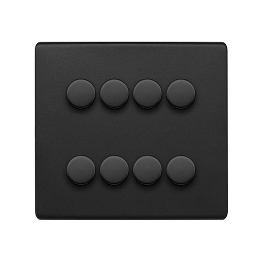 The Camden Collection Matt Black 8 Gang 2-Way Intelligent Dimmer 150W LED (300W Halogen/Incandescent)