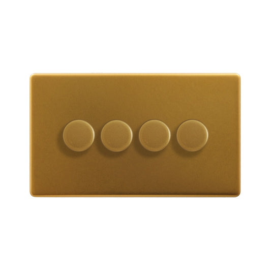 The Sloane Collection Antique Gold 4 Gang 400W LED Dimmer Switch